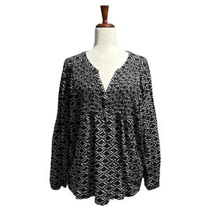 Lucky Brand 3X Blouse Women's Western Boho Country V-Neck Blouse Top Shirt
